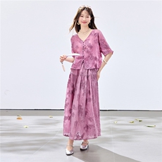 夏季新款现货！2026休闲风宽松版重工刺绣上衣+刺绣大摆半裙套装，女装套装/套裙，宝儿家