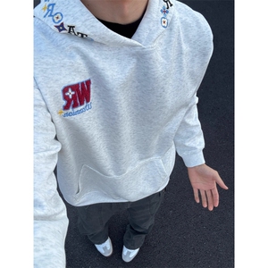 重磅字母刺绣连帽卫衣男女款秋冬款宽松百搭潮牌外套WYW06 P45图片
