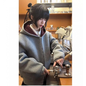 新款连帽卫衣开衫男女春秋美式潮牌重磅情侣帽衫外套LW0033-P53图片