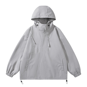秋季新款二开宽松夹克男纯色冲锋衣外套DSA157B-JK7834-P68图片