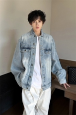 2025美式复古牛仔外套男春秋季痞帅感水洗破洞宽松夹克男潮流衣服，男装夹克，星座505-2（原电商A260-1)