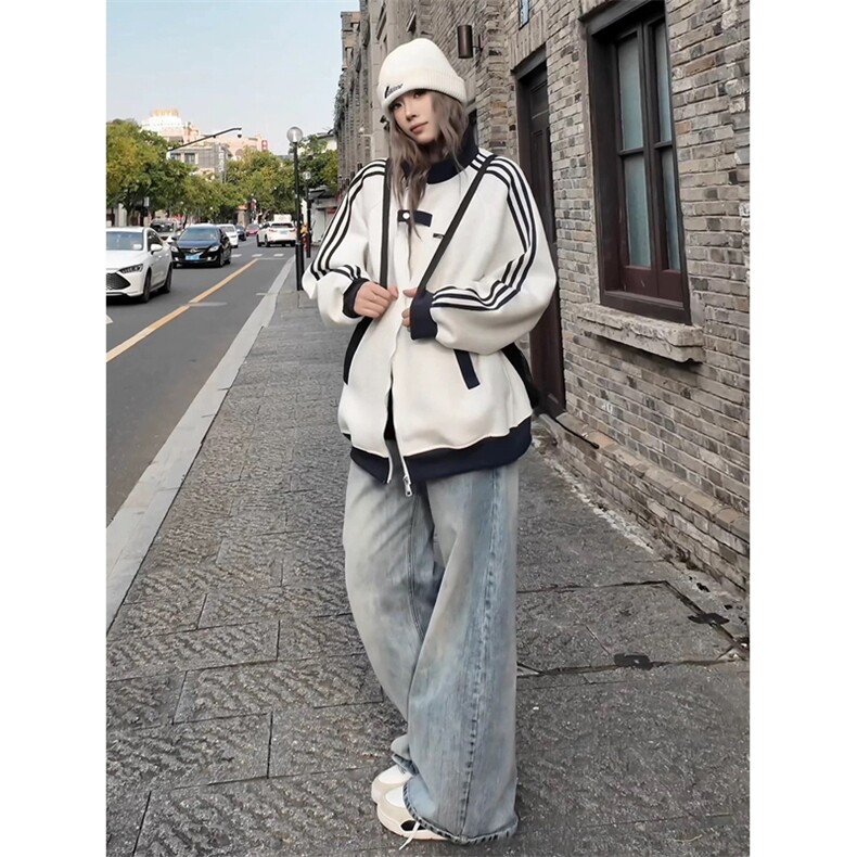 现货高品质拼接撞色运动夹克男女三条杠开衫棒球服A933-P45,男装夹克,星座1505