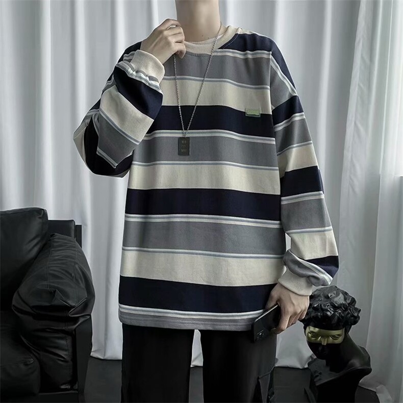 秋装卫衣韩版百搭潮流条纹宽松圆领外套ins休闲上衣服WY109-P25，女装短外套，星座1008-2