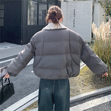 新标90白鸭绒羊羔毛拼接羽绒服（羊羔毛领可拆）W616P305-K458，女装羽绒服，2C209