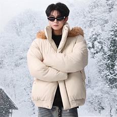 PU皮棉服男连帽毛领棉衣帽子可拆卸毛领可拆卸MF668-特P88无差价，男装棉衣，星座214-3