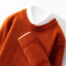 2025冬季100%纯羊毛衫男圆领菱形提花加厚毛衣宽松打底羊绒衫上衣，男装羊毛衫，邓利维