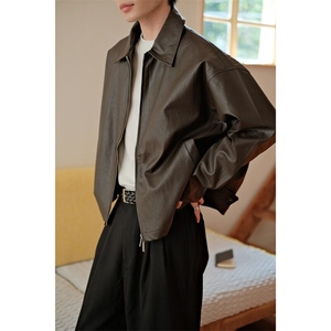 W9496-P70 网图现货 痞帅Pu皮衣潮牌皮夹克机车服高街外套图片