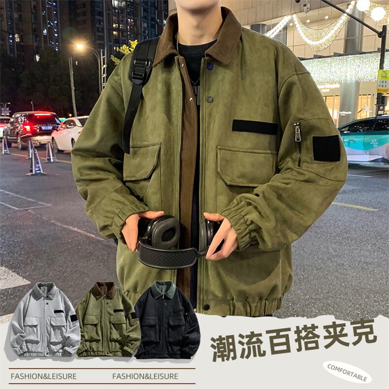 春款现货复古休闲工装夹克男士翻领宽松外套JK02656-P78,男装夹克,星座308B-2