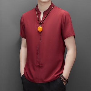 2024风唐装短袖衬衫男夏季中老年风新中式汉服MJ5107-P63图片