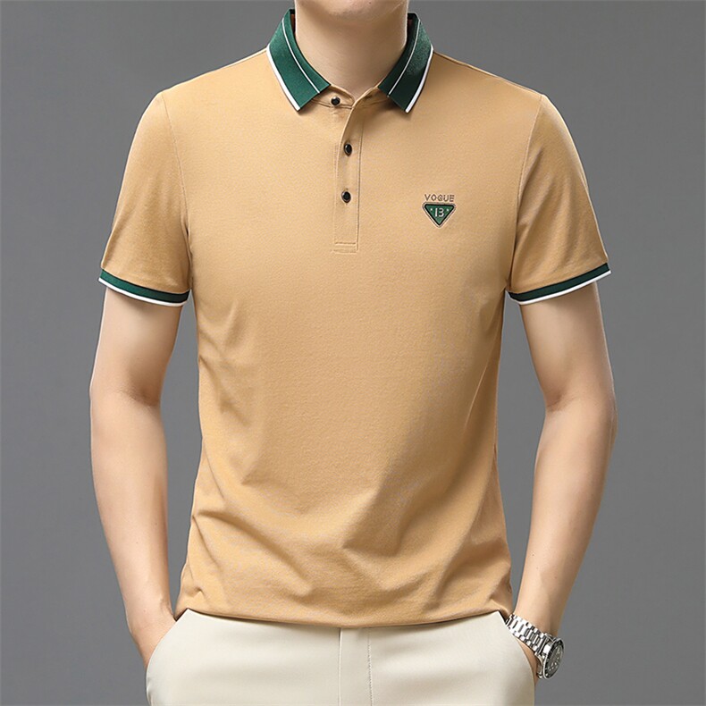 夏季男士短袖休闲t恤百搭polo衫中年爸爸夏装上衣QP1632-P55图片