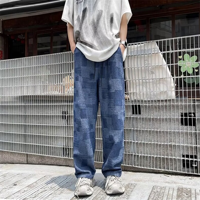 春夏季薄款男士2024新款休闲潮牌潮流直筒宽松阔腿长裤子1201P45,男装休闲裤,星座410-2