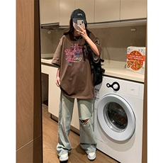 纯棉短袖日系简约复古风格休闲上衣高街潮流个性印花T恤HY792TP25，男装T恤，电商A102B