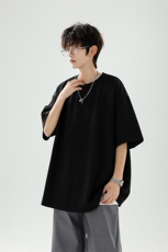 8XL-M高品质重磅棉光版纯色短袖T恤百搭款半截袖五分袖DX332特P23，男装T恤，电商D206-1