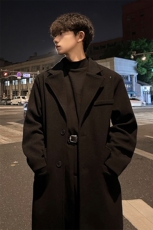 秋冬高级感毛呢大衣男潮宽松风衣中长款外套MN8693/P100加棉P110，男装风衣，电商B316