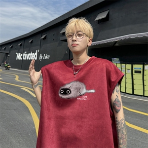 麂皮绒背心坎肩男T恤美式港风潮JB451-特P19控38图片