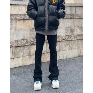 WE1585-P40 长飘带微喇叭牛仔裤男潮牌直筒修身显瘦拖地微喇长裤图片
