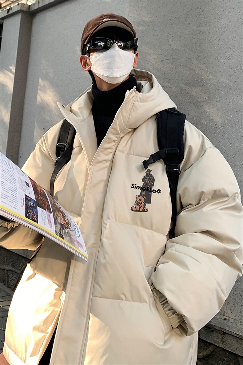港风冬季新款连帽白鸭绒羽绒服男潮宽松印花YR6145P225控268,男装羽绒服,电商A268A