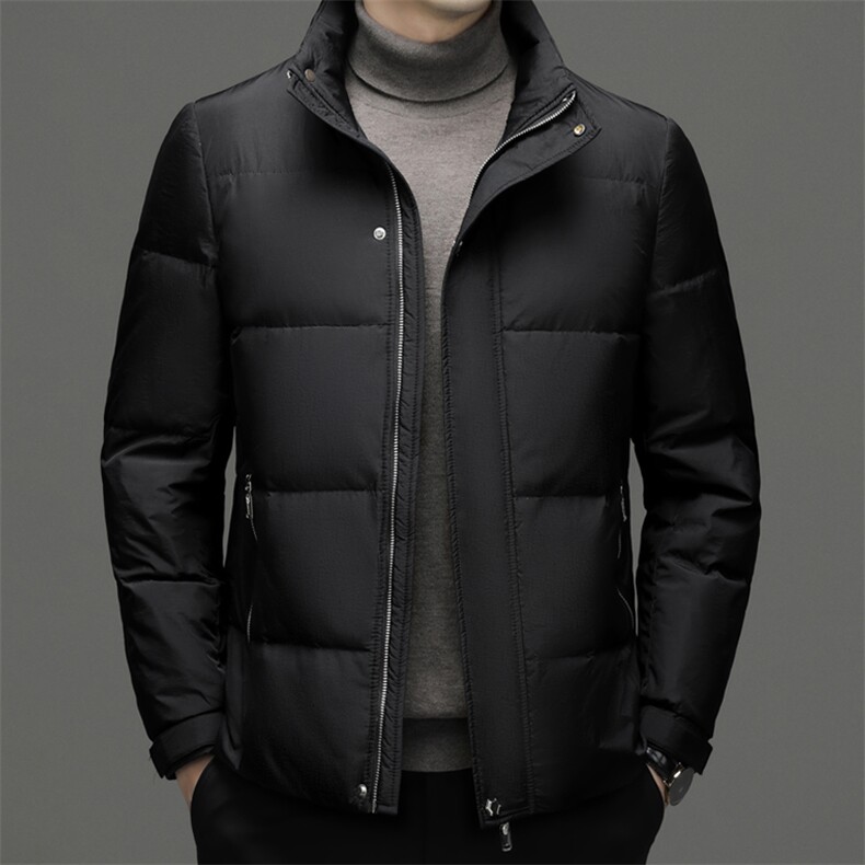 冬季新款男士立领御寒宽松羽绒服中年爸爸装加厚保暖休闲外套上衣,男装羽绒服,电商B212（原钱塘6029）