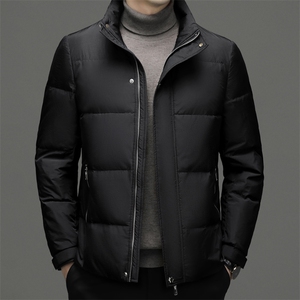 冬季新款男士立领御寒宽松羽绒服中年爸爸装加厚保暖休闲外套上衣图片