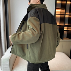 秋冬拼接户外工装羊羔毛外套立领冲锋衣大码情侣夹克，男装夹克，星座301D-4(原星座1004-4）