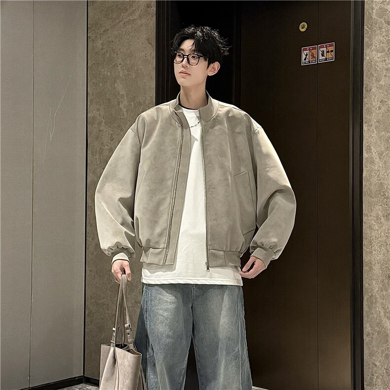 网图扎染脏脏美式复古立领PU皮夹克上衣外套JK918-特P65,男装夹克,星座1213