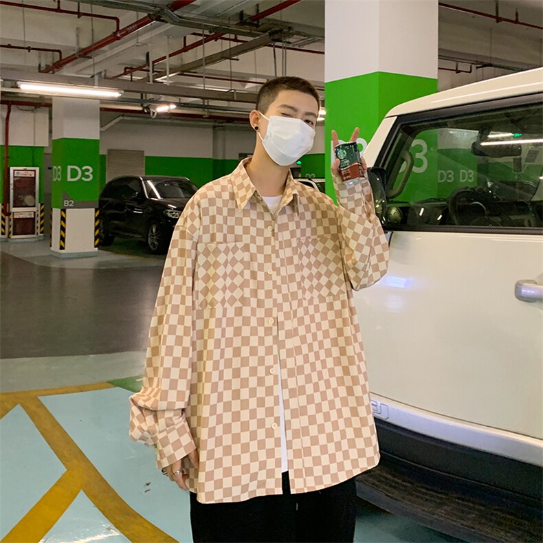 CS90-P27美式嘻哈棋盘格衬衫,男装衬衫,星座1501-1