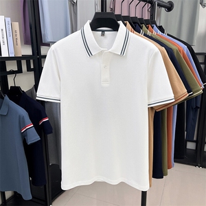 夏季纯棉短袖纯色翻领POLO衫男T恤潮流品质上衣体恤男装图片