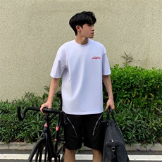 万针全刺绣工艺抖音得物高品质260克重磅纯棉双纱美式高街短袖T恤，男装T恤，电商A486-1