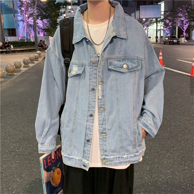 美式复古牛仔外套春秋韩版潮流宽松休闲运动工装夹克男W1491-P62,男装夹克,星座512-2