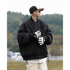 F05-P92冬季街头宽松加厚棒球服保暖外套潮牌纯色拼接羽绒服男，男装羽绒服，星座512-6