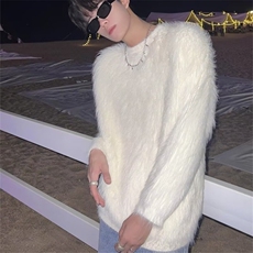 仿貂绒宽松毛衣男女多巴胺色系上衣美拉德打底针织衫V21-P49网图，男装T恤，电商B245