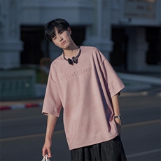 夏季凸印字母短袖休闲百搭ins潮牌港风男装T恤B225-T9382-P48-X65，男装T恤，电商B225