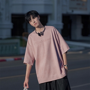 夏季凸印字母短袖休闲百搭ins潮牌港风男装T恤B225-T9382-P48-X65图片