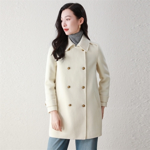 秋冬新款女式时尚韩系新款羊毛呢外套女士秋冬气质双面羊毛大衣图片