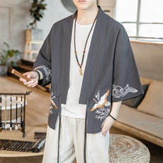 F861P55咖啡厅2024春夏装新款风绣花百搭宽松汉服大码外套，男装T恤，电商A026
