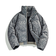 棉服立领面包服豹纹高街冬装复古男女棉衣外套做旧HZ8820-P88，男装棉衣，星座610B-1