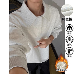 舒适曼巴棉420g重磅保暖银狐绒半拉链卫衣男W5416J加绒特P55控108图片
