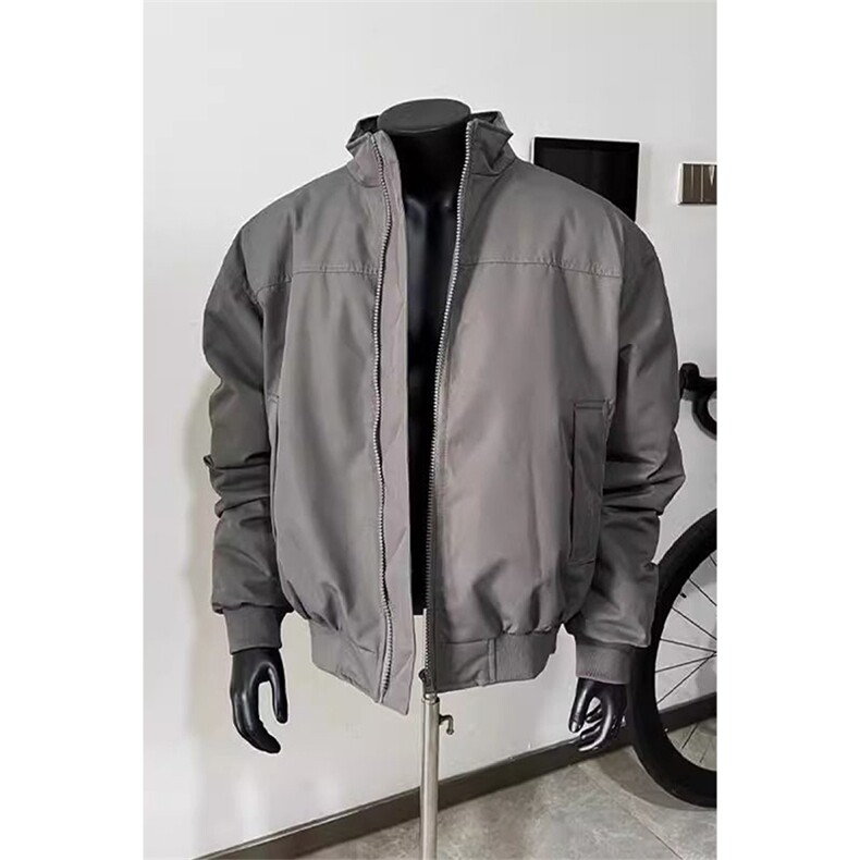 抖音得物美式潮休闲夹克春季立领纯色复古工装加厚棉服外套AMY01,男装夹克,电商A443
