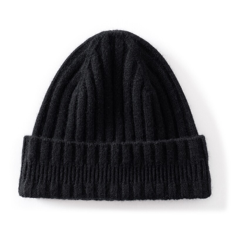 2025年秋季新款三格三翻边针织羊绒帽时尚休闲通勤百搭,饰品帽子,蒙娇羊绒