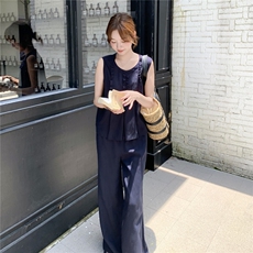现货210-3273-P165-K218新款法式宽松马甲上衣配阔腿裤2025年夏季，女装套装/套裙，浙宝210（原浙宝191）