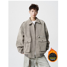加棉特批100JK2563特P85控158棉服外套男流拉链皮夹克男100聚酯，男装夹克，电商B370