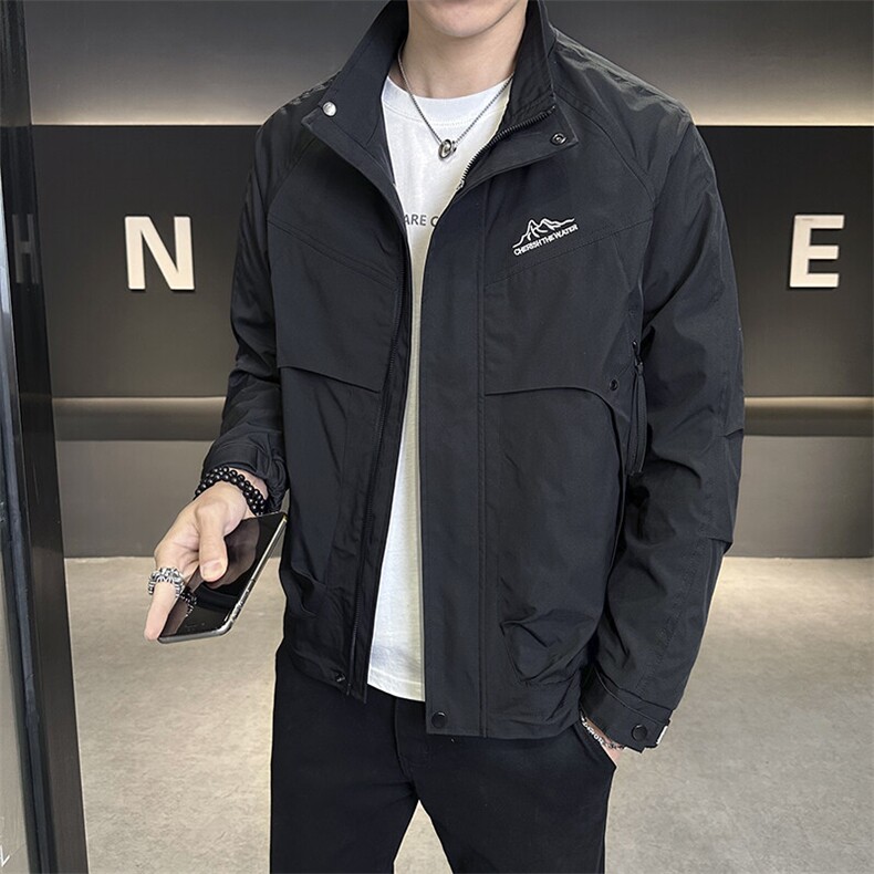 春秋立领外套潮流休闲宽松工装上衣简约百搭夹克8816-P78,男装夹克,星座703-1