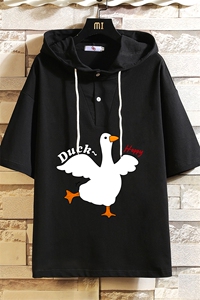 连帽短袖t恤男大码胖子带帽五分袖中袖 砖墙挂拍 LD54273-P45图片