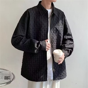 男装满版格子衬衫式牛仔夹克秋新款宽松潮流休闲外套 C644图片