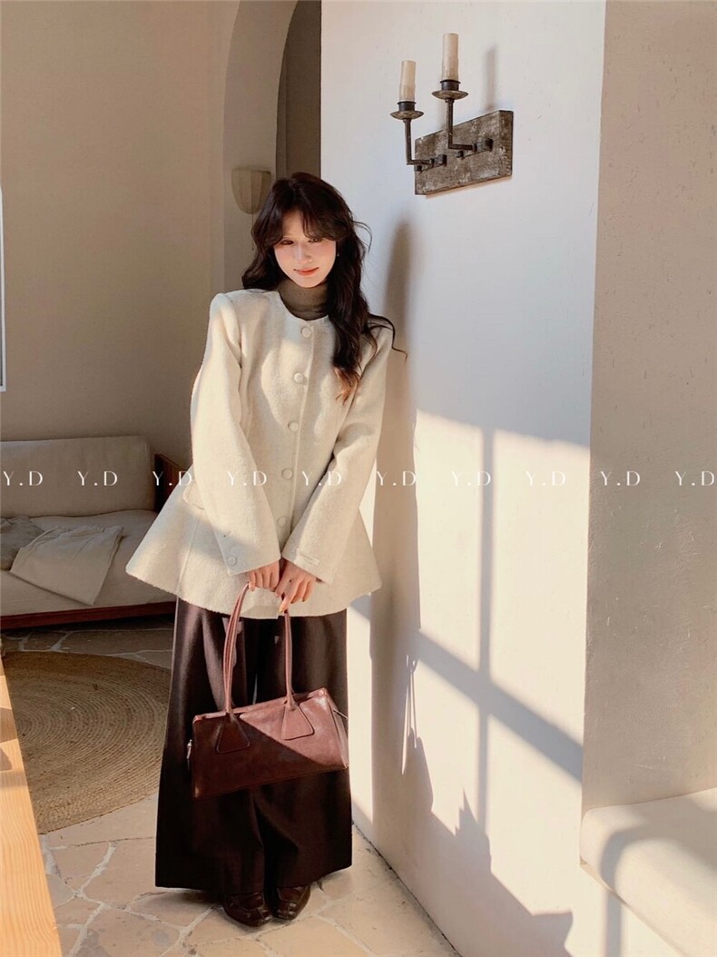冬上新！小香风双面羊绒25秋冬新短款小个子显瘦高级感,女装双面呢大衣,依嘟服饰