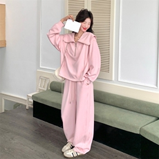 设计感休闲运动卫衣套装女2025年春秋季新款流行显瘦阔腿裤两件套，女装套装/套裙，2C299