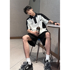 拼接翻领短袖T恤半拉链polo衫TX18特P32，男装T恤，星座908-1