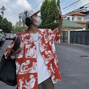 夏季新款短袖衬衫宽松高级潮百搭清凉港风度假上衣1008-22355-p33图片