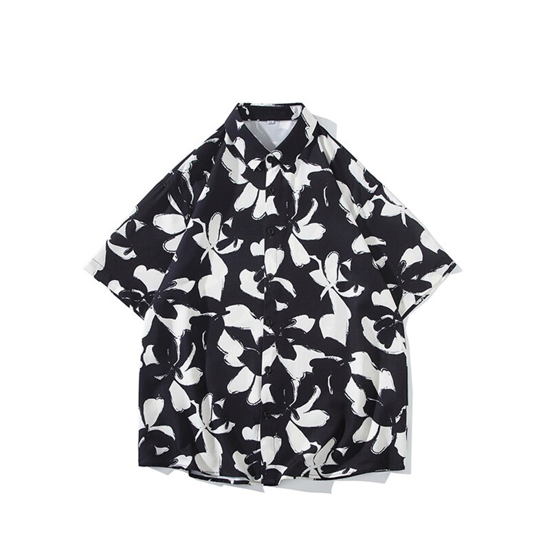 精品花衬衫男短袖夏季痞帅休闲上衣服外套翻领大码衬衣男A012/P35,男装衬衫,电商A012
