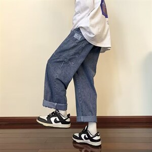 高街工装牛仔裤男潮牌裤子美式复古长裤直筒宽松阔腿裤N0228-P40图片